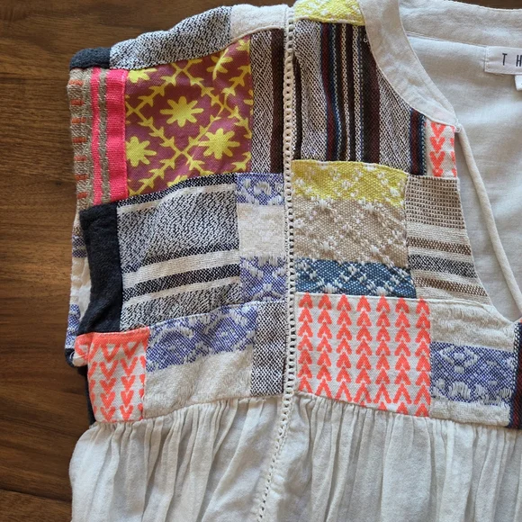 THML Anthropologie Embroidered Patchwork Boho Top, Small - Picture 7 of 8